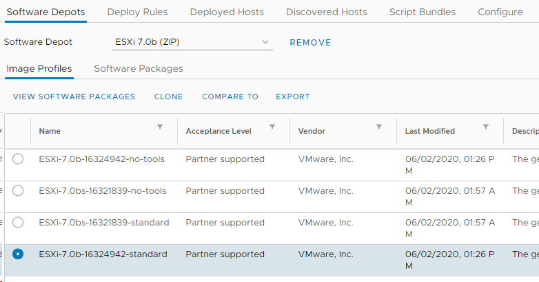 ESXi 7b in Software Depot